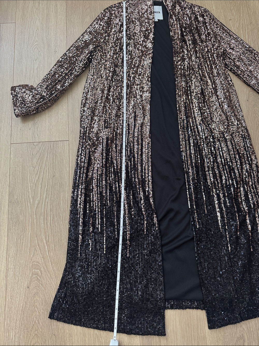 Anthropologie/BB Dakota Rose Gold and Black Sequin Duster - Picture 4 of 8